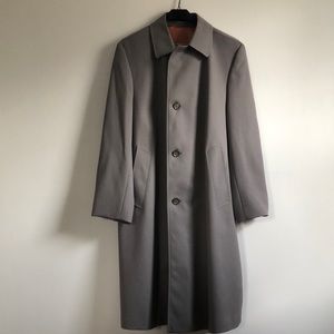 Vintage London Fog Gray Pure Virgin Wool Trench Coat (Size 40R)